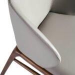 Chair upholstered in leatherette with Walnut colored wooden structure
