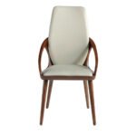 Chair upholstered in leatherette with Walnut colored wooden structure