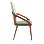 Chair upholstered in leatherette with Walnut colored wooden structure