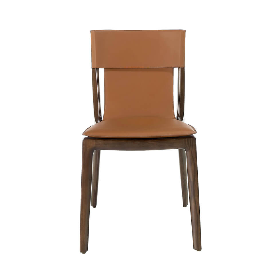 Chair upholstered in leather with structure in ash wood Chair upholstered in leather with structure in ash wood
