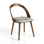 Upholstered chair in walnut veneered wood