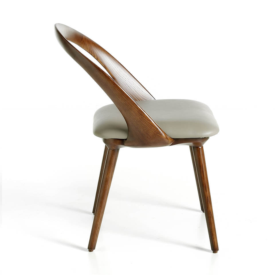 Upholstered chair in walnut veneered wood Upholstered chair in walnut veneered wood