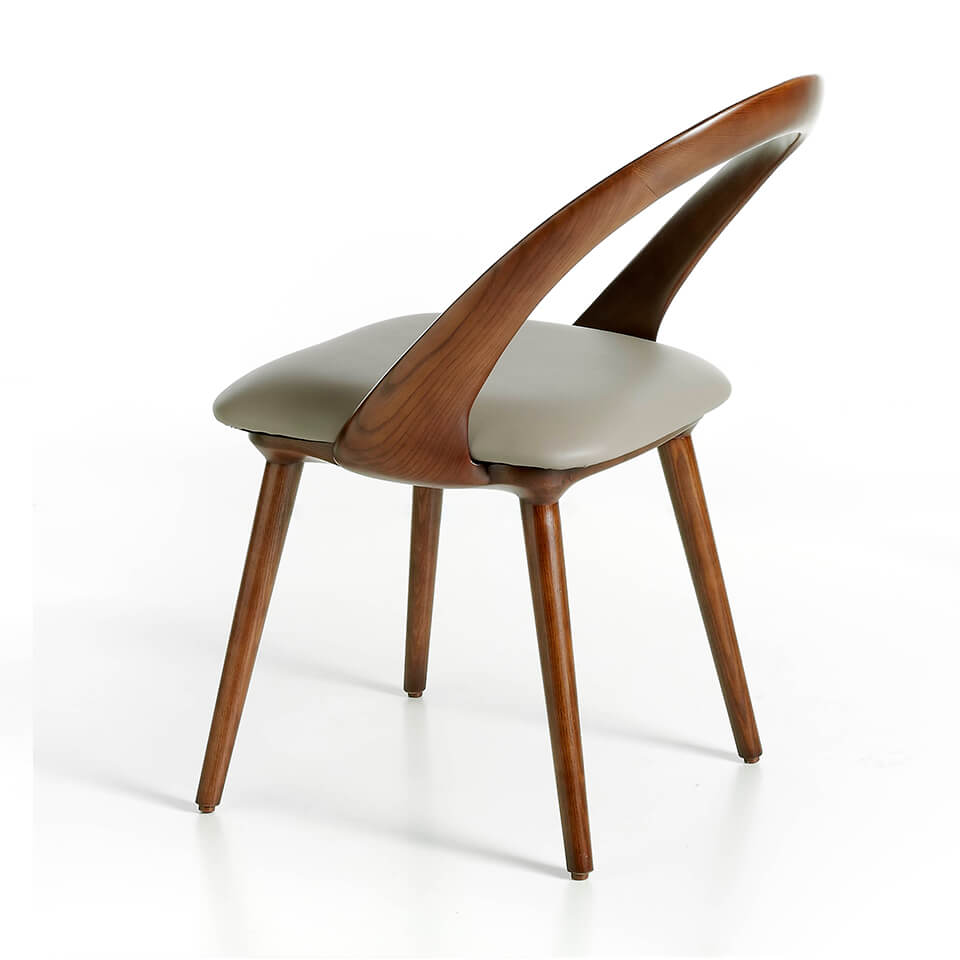 Upholstered chair in walnut veneered wood Upholstered chair in walnut veneered wood