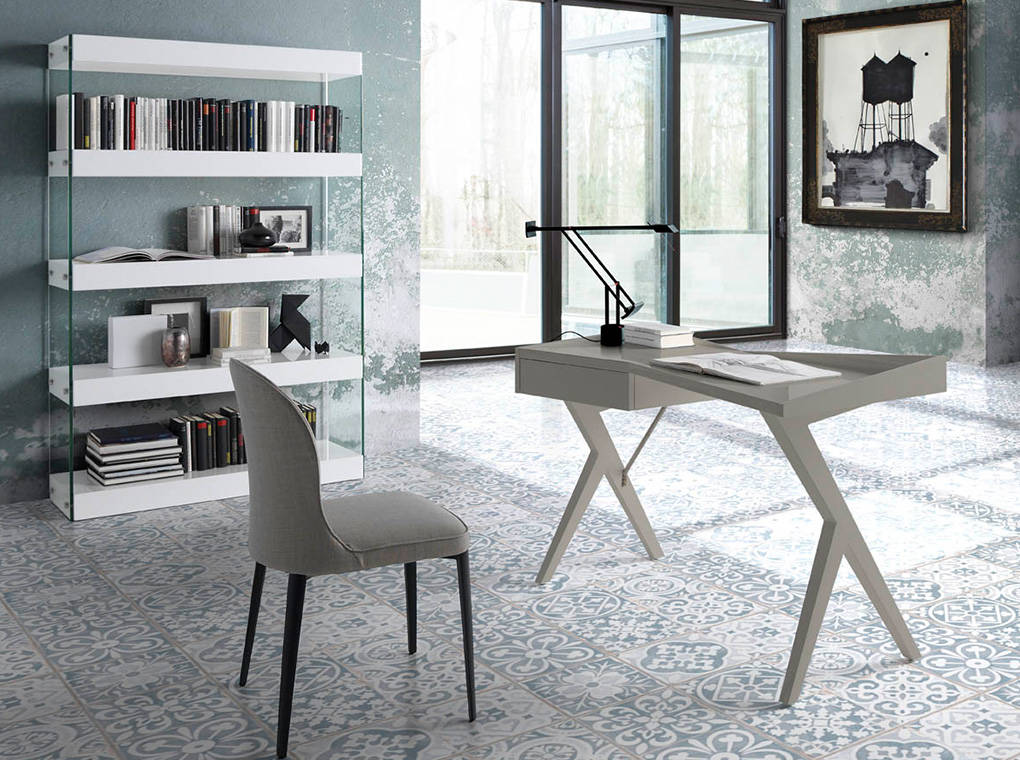 Estantería de madera color Blanco y cristal templado Estantería de madera color Blanco y cristal templado