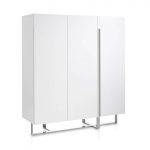 White wooden sideboard and chrome steel