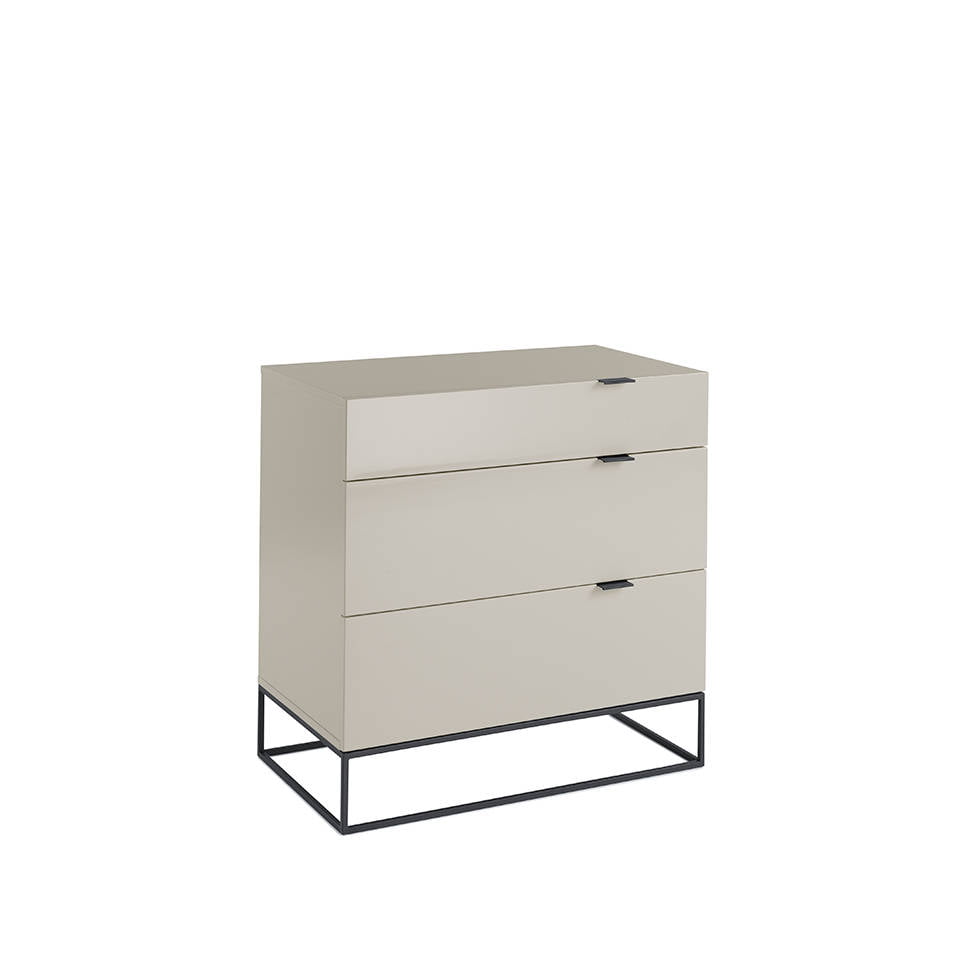 Chest of drawers in lacquered Mdf with black steel structure Chest of drawers in lacquered Mdf with black steel structure