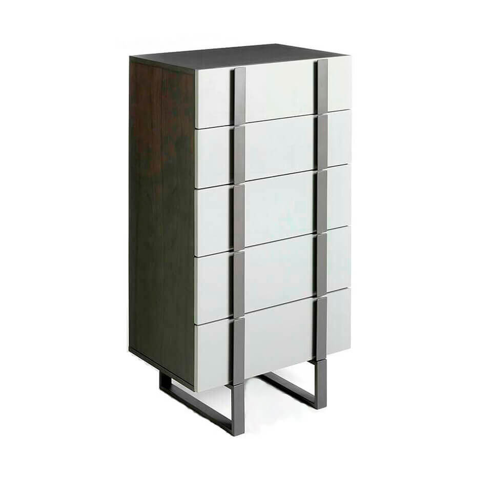 Chest of drawers in lacquered Mdf with Dark gray steel structure Chest of drawers in lacquered Mdf with Dark gray steel structure