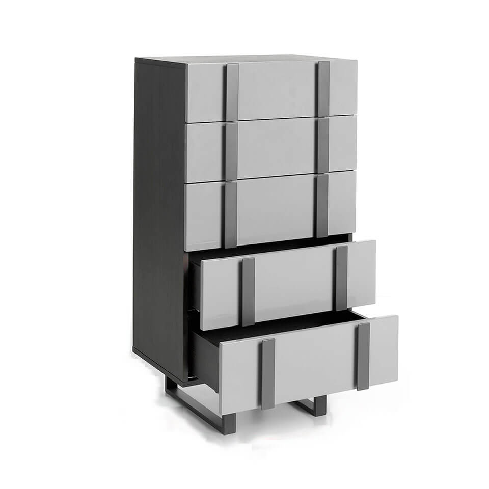 Chest of drawers in lacquered Mdf with Dark gray steel structure Chest of drawers in lacquered Mdf with Dark gray steel structure