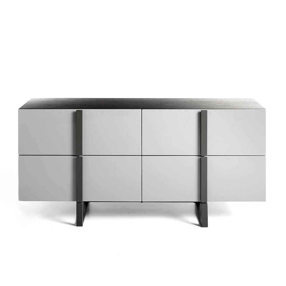 Four lacquered MDF drawers Sideboard with black steel structure Four lacquered MDF drawers Sideboard with black steel structure