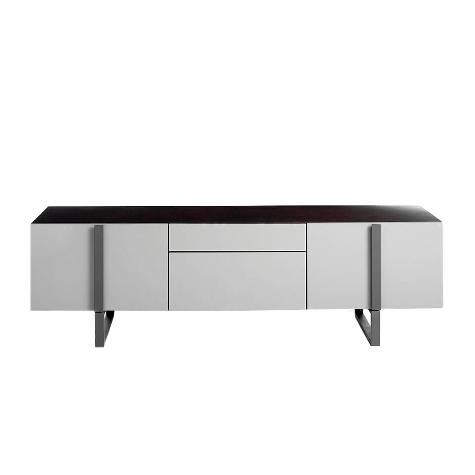 TV Unit in lacquered Mdf with black steel frame TV Unit in lacquered Mdf with black steel frame