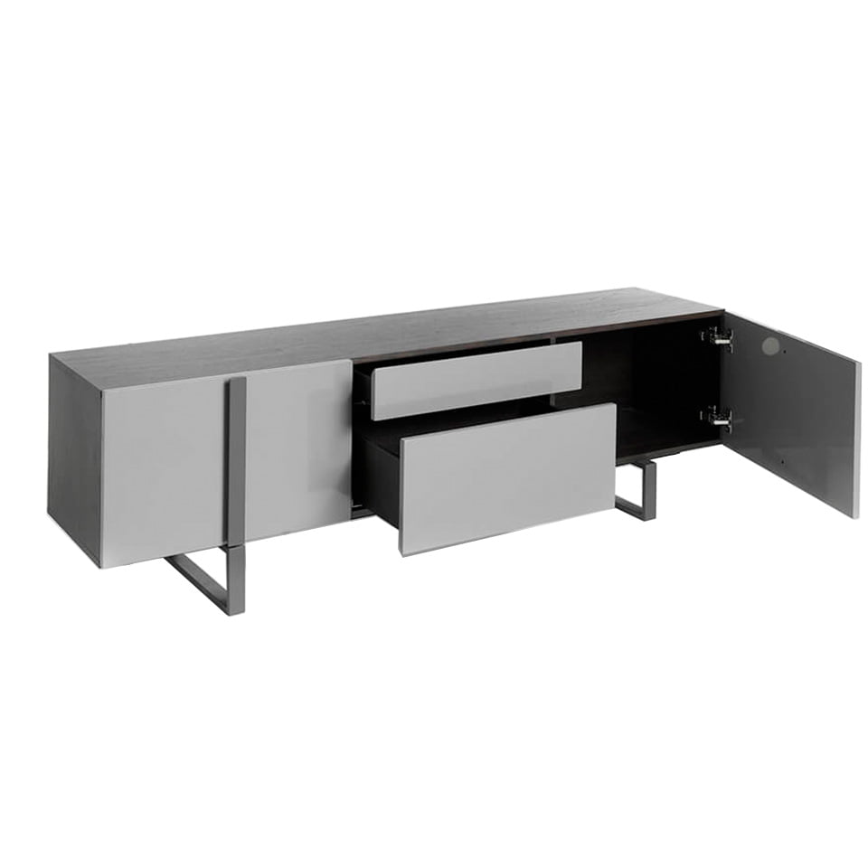 TV Unit in lacquered Mdf with black steel frame TV Unit in lacquered Mdf with black steel frame