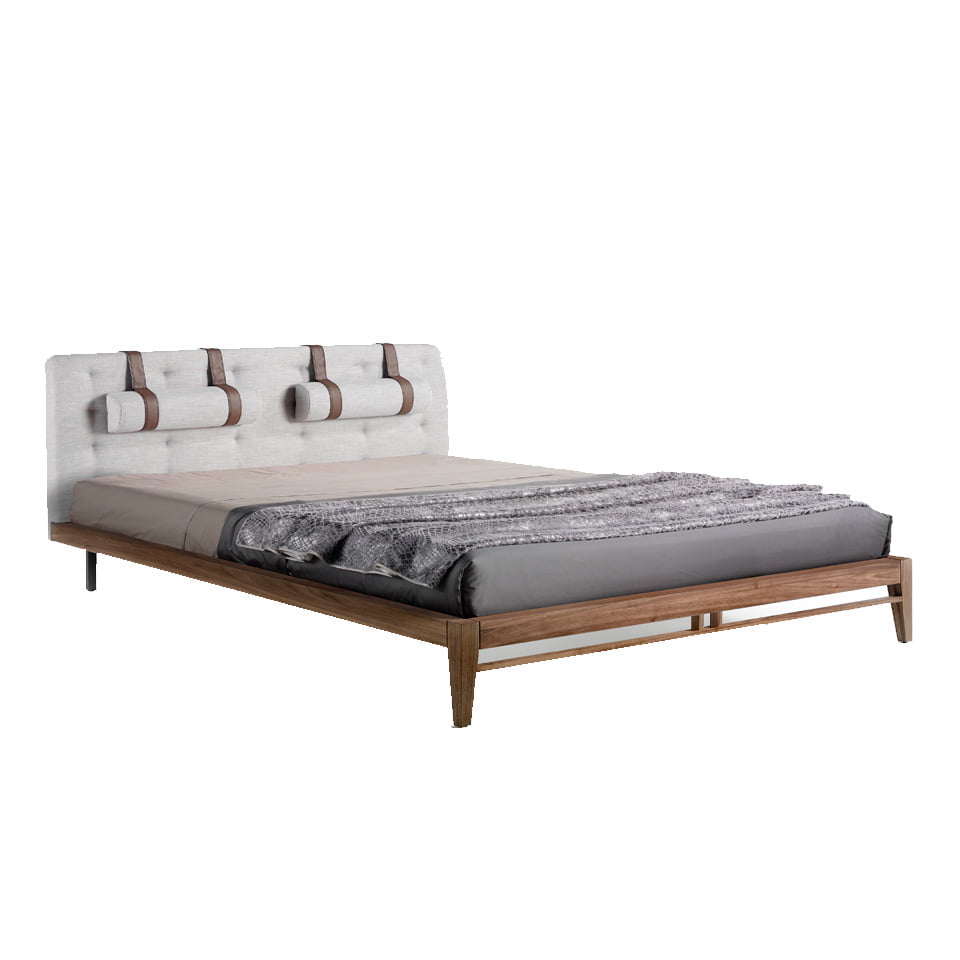 Walnut-veneered wood bed Walnut-veneered wood bed