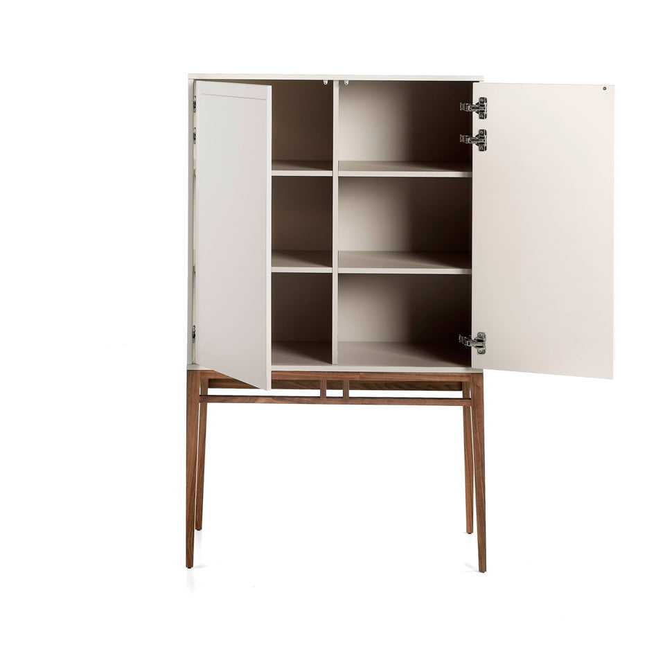 Fog color wooden display cabinet and Walnut wood legs