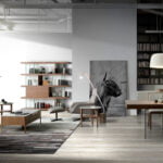Walnut colored wooden shelf and tempered glass