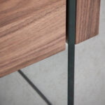 Walnut wood nightstand and tempered glass