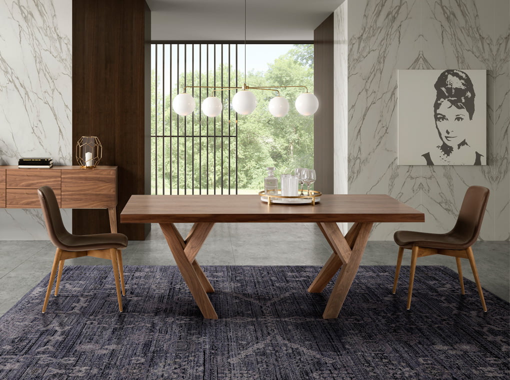 Solid wood dining table veneered in Nogal Solid wood dining table veneered in Nogal