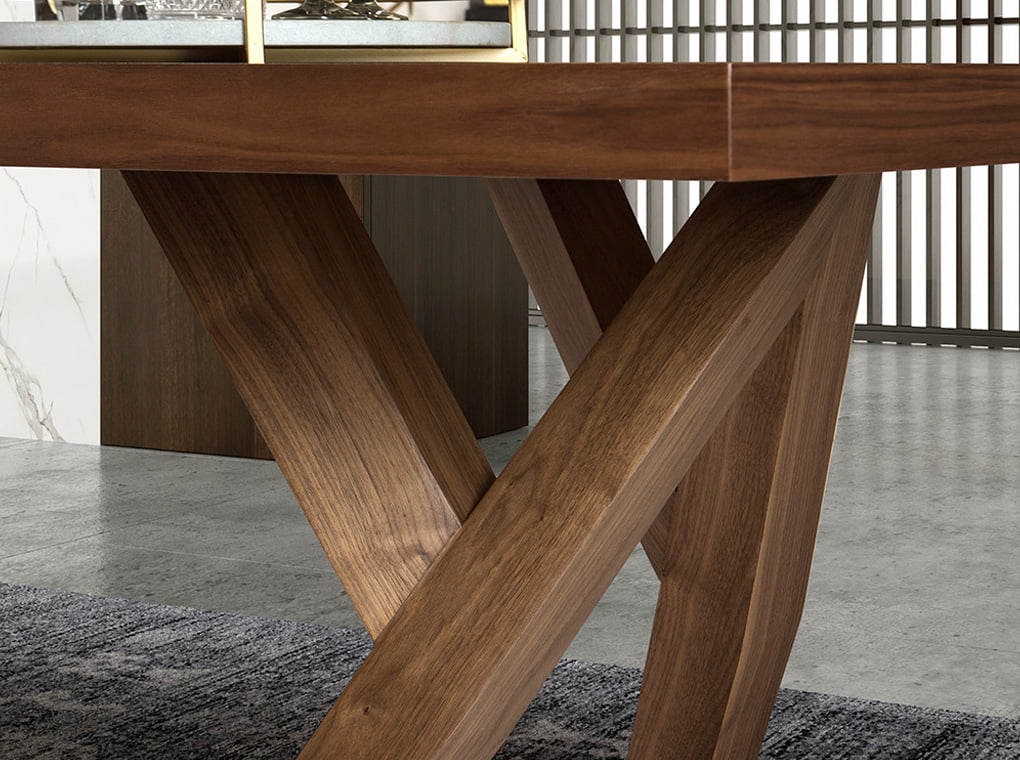Solid wood dining table veneered in Nogal Solid wood dining table veneered in Nogal