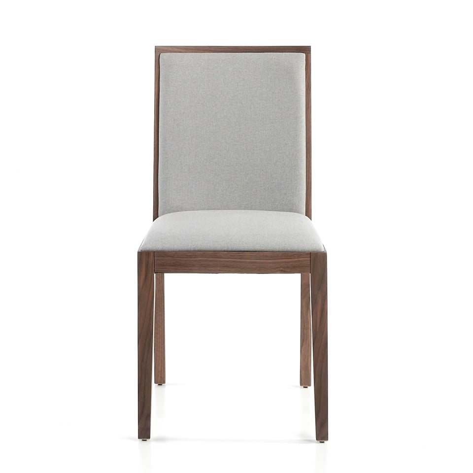 Upholstered chair in fabric in walnut veneered wood Upholstered chair in fabric in walnut veneered wood