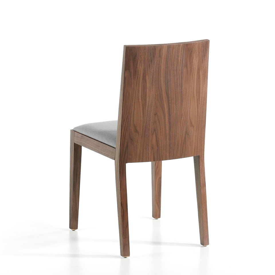 Upholstered chair in fabric in walnut veneered wood Upholstered chair in fabric in walnut veneered wood