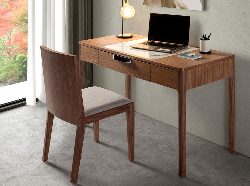Upholstered chair in fabric in walnut veneered wood Upholstered chair in fabric in walnut veneered wood