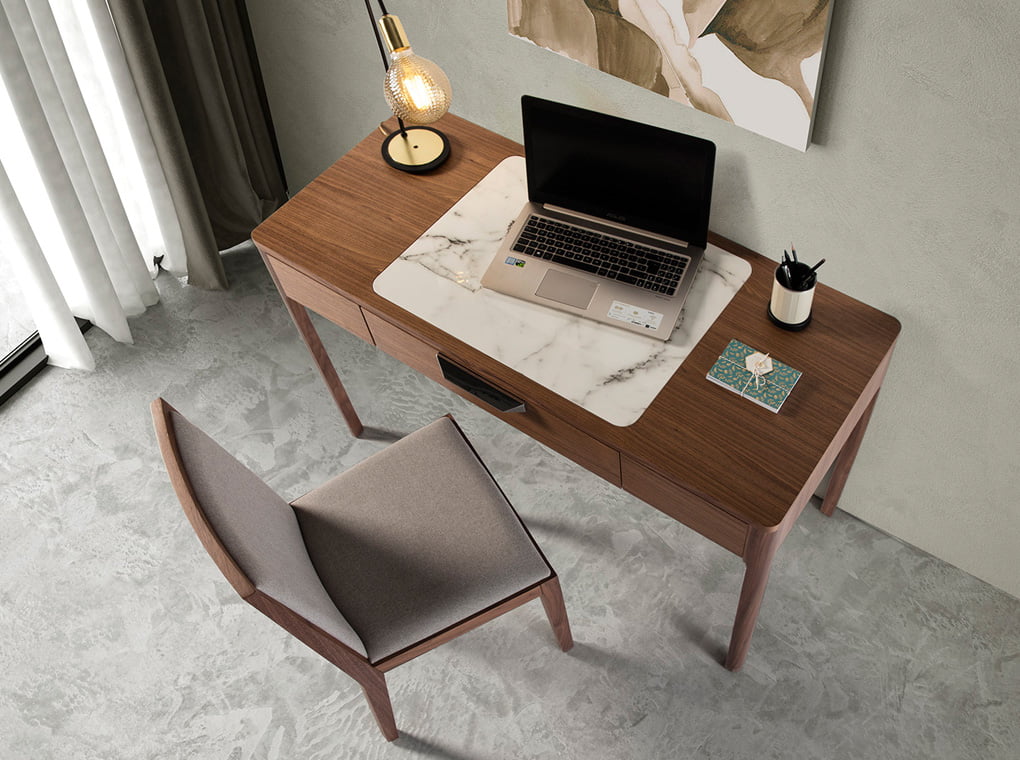 Upholstered chair in fabric in walnut veneered wood Upholstered chair in fabric in walnut veneered wood