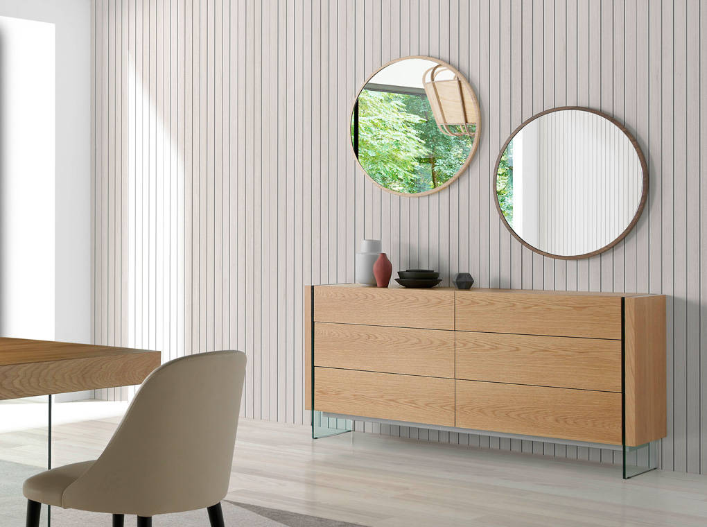 Mirror with frame manufactured in Walnut color Mirror with frame manufactured in Walnut color
