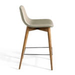 Stool upholstered in leatherette with Walnut colored wooden legs
