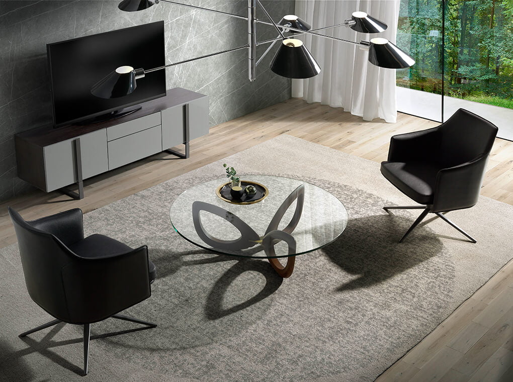 Coffee table made of solid wood with glass tabletop Coffee table made of solid wood with glass tabletop