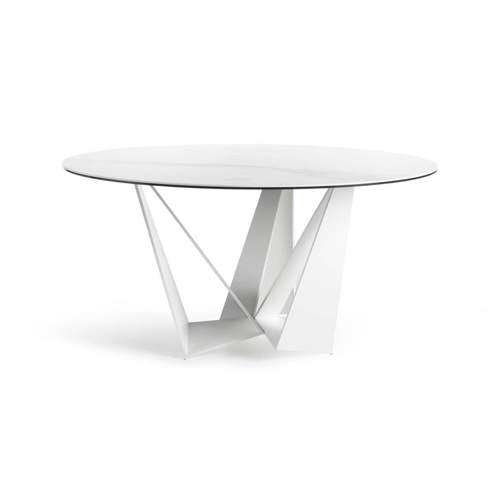 Table à manger en porcelaine et acier blanc