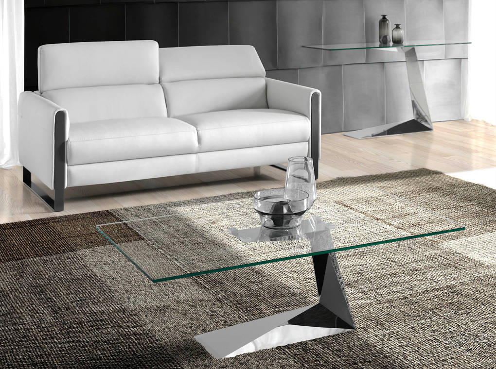 Stainless steel coffee table with tempered glass top Stainless steel coffee table with tempered glass top