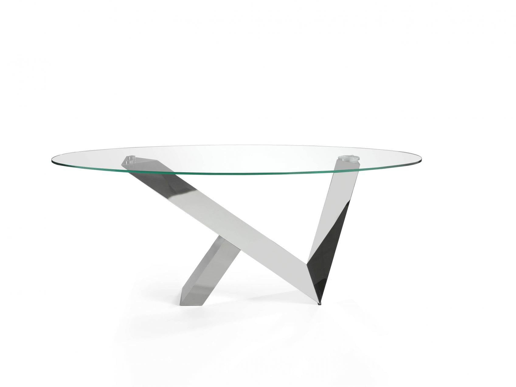 Dining table with tempered glass top and stainless steel frame. Dining table with tempered glass top and stainless steel frame.