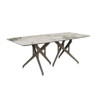 (Español) Mesa comedor rectangular mármol porcelánico y nogal oscuro dining table - Angel Cerda