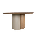 Round dining table walnut and metallic sand steel