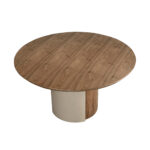 Round dining table walnut and metallic sand steel