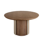 Round dining table walnut and metallic sand steel