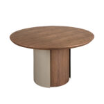 Round dining table walnut and metallic sand steel