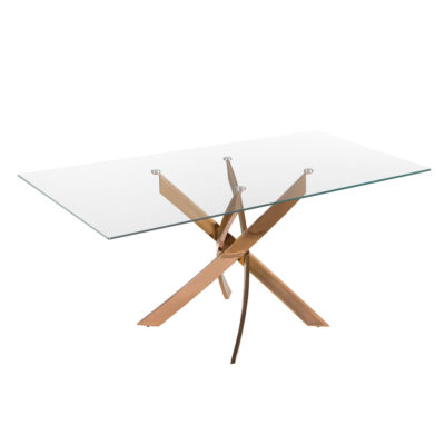 Mesa comedor rectangular cristal templado y acero rosa dining table - Angel Cerdá