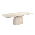 Oval barrel dining table in porcelain marble