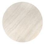 Table à manger ronde en marbre céramique et bois revêtu d’une feuille flexible de marbre céramique