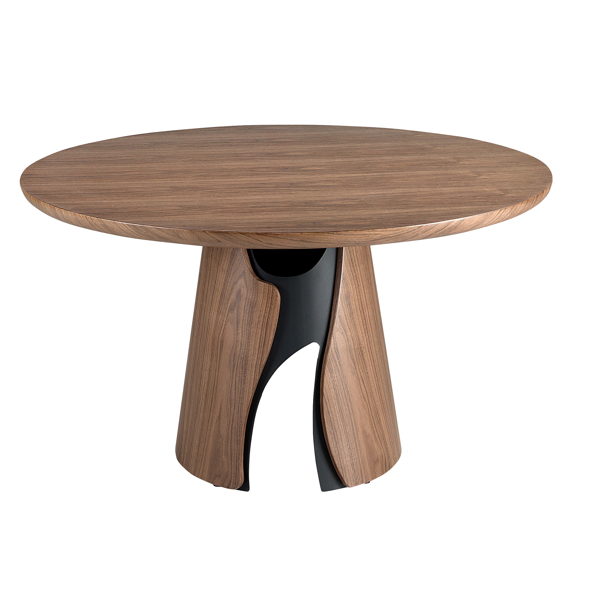 Table de salle à manger ronde en noyer et acier époxy noir Table de salle à manger ronde en noyer et acier époxy noir