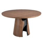 Table de salle à manger ronde en noyer et acier époxy noir
