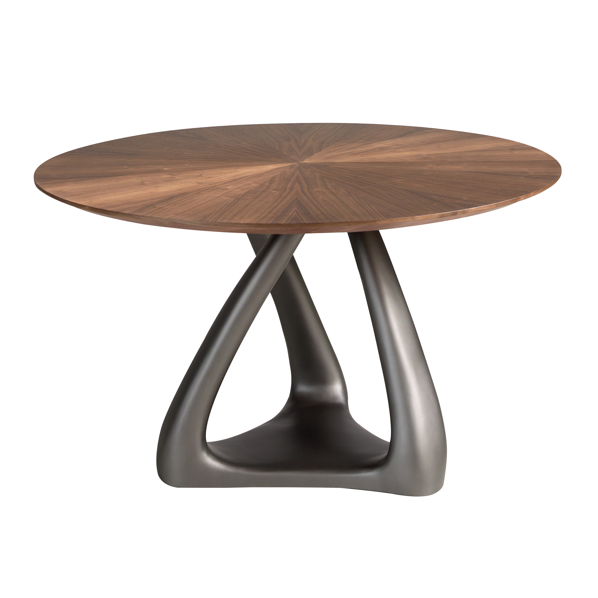 Mesa comedor redonda nogal y fibra vidrio gris oscuro metal Mesa comedor redonda nogal y fibra vidrio gris oscuro metal