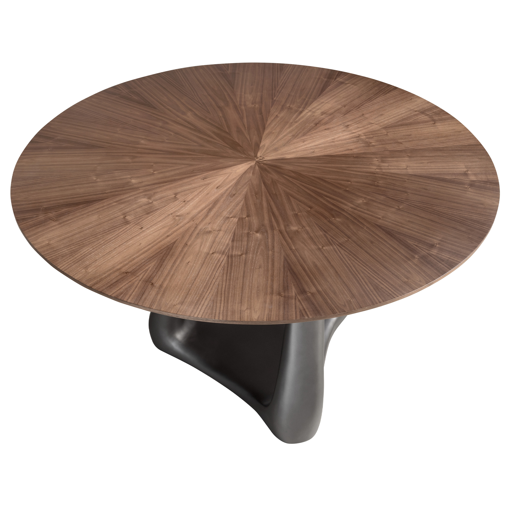 Mesa comedor redonda nogal y fibra vidrio gris oscuro metal Mesa comedor redonda nogal y fibra vidrio gris oscuro metal
