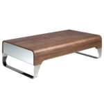 Walnut wood and chrome steel coffee table