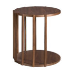 Walnut round wood corner table