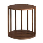 Walnut round wood corner table