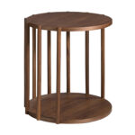 Walnut round wood corner table