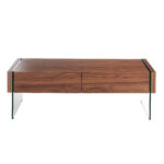 Rectangular coffee table walnut and tempered glass