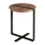 Ecktisch aus Walnussholz und schwarzem Stahl