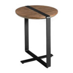 Ecktisch aus Walnussholz und schwarzem Stahl